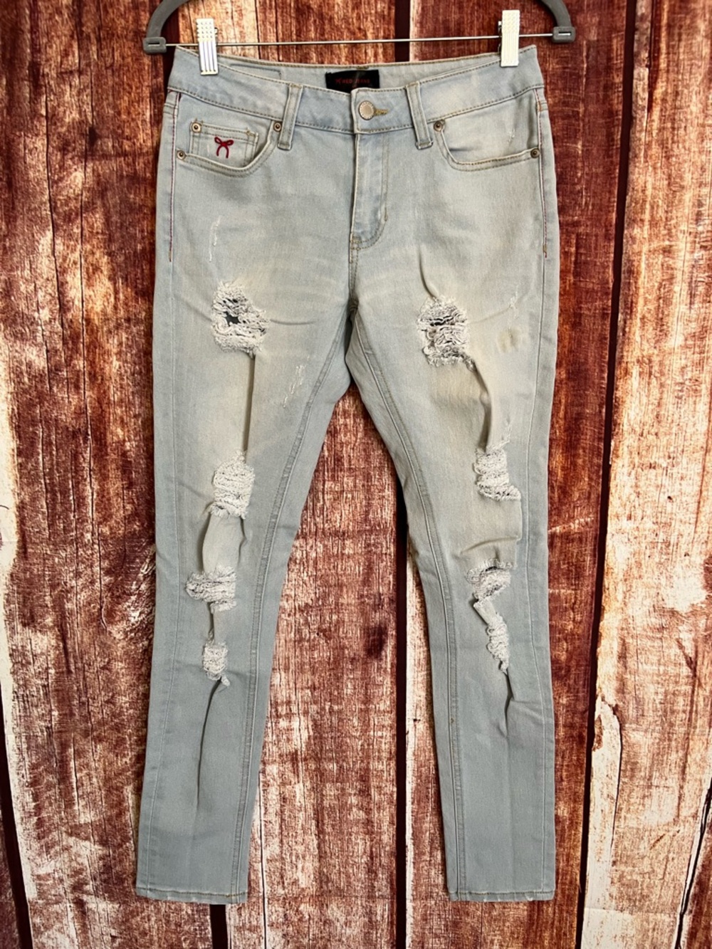RED JEANS NYC | Light Wash Distressed Skinny Jeans